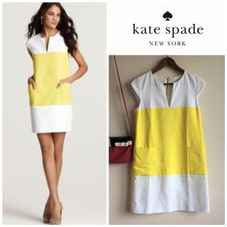 ケイトスペードニューヨーク(kate spade new york)のkate spade カラーブロック ワンピース イエロー(ミニワンピース)