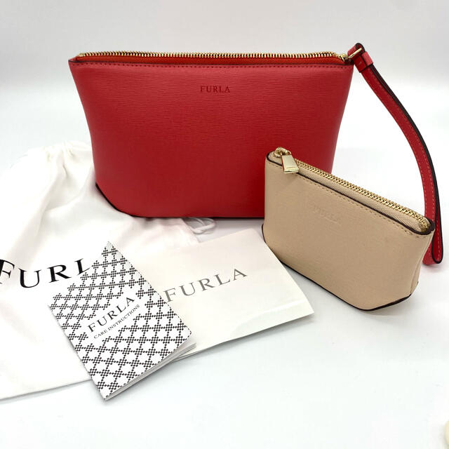 Furla(フルラ)のFURLA フルラ ポーチ セット ベージュ レッド レディースのファッション小物(ポーチ)の商品写真