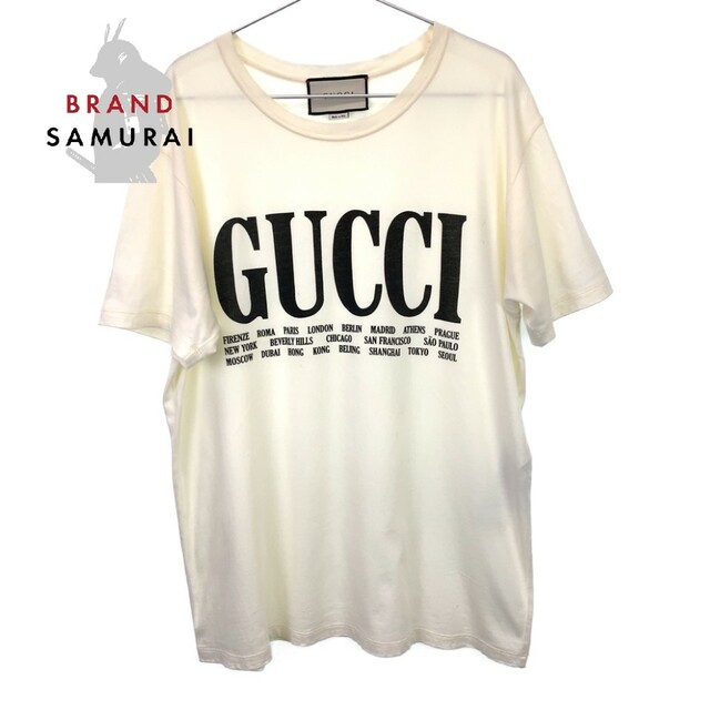 GUCCI グッチ シティーロゴ Mサイズ（XL相当） ホワイト コットン 493117 半袖Ｔシャツ カットソー トップス メ 買い物をする  トップス