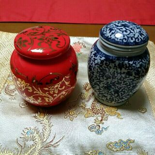 中国茶器　茶筒(茶葉入れ)　２個(食器)