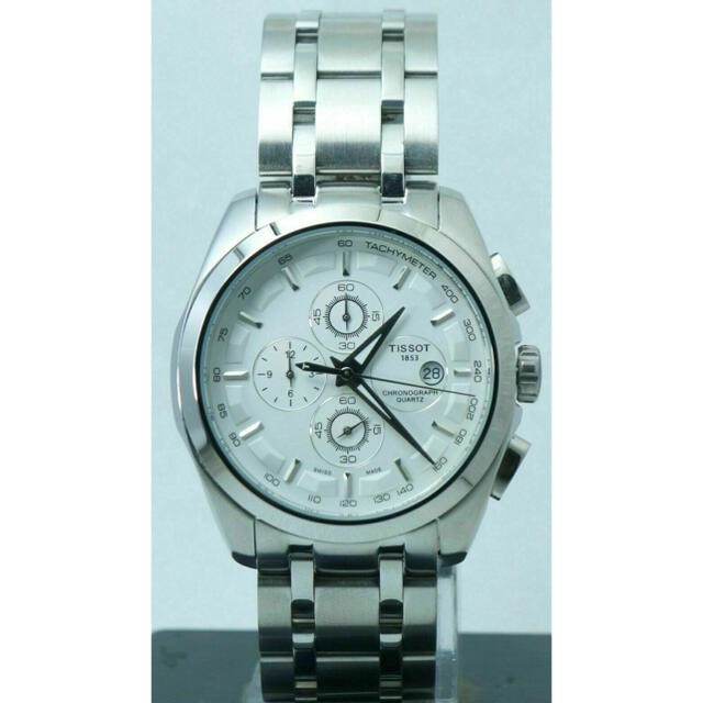 TISSOT(ティソ)のピロ様専用　美品】TISSOT クロノグラフ　ホワイト メンズの時計(腕時計(アナログ))の商品写真