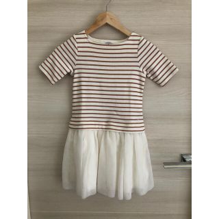 プチバトー(PETIT BATEAU)のプチバトー 半袖 ワンピース 128 8ans チュール カットソー(ワンピース)