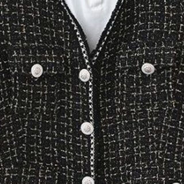 ジャガードジャケット　ブラック（表記：4XL） レディースのジャケット/アウター(ノーカラージャケット)の商品写真