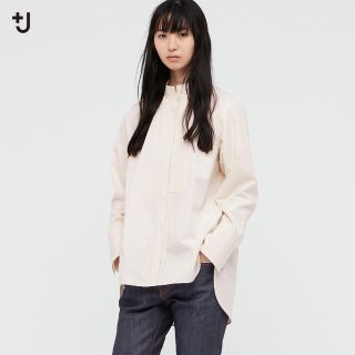 ユニクロ(UNIQLO)のスーピマコットンタックシャツ Mサイズ　ナチュラル プラスジェイ　+J(シャツ/ブラウス(長袖/七分))