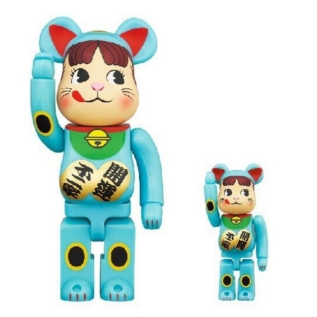 未開封！BE@RBRICK 招き猫  ペコちゃん　青蓄光　100%&400%