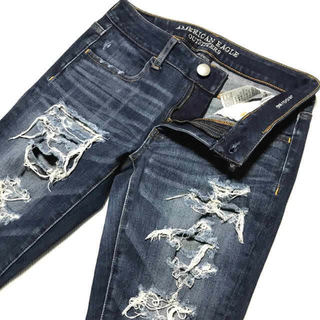 American Eagle(アメリカンイーグル)のアメリカンイーグル JEGGING クラッシュ加工 強ストレッチ US2 レディースのパンツ(デニム/ジーンズ)の商品写真