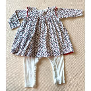 プチバトー(PETIT BATEAU)のpetit bateau ロンパース ワンピース 12m/74cm(ワンピース)