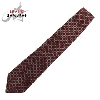サンローラン(SAINT LAURENT)のYVES SAINT LAURENT イヴ・サンローラン YSL 総柄 ボルドー ワインレッド シルク 総柄 9cm ネクタイ【中古】 メンズ 102174(ネクタイ)