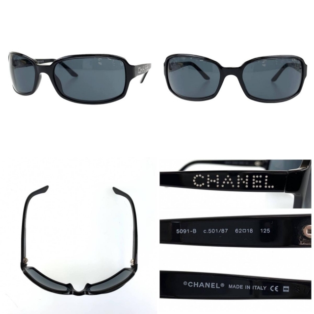 定価 美品 CHANEL シャネル ロゴ ラインストーン 5091 サングラス