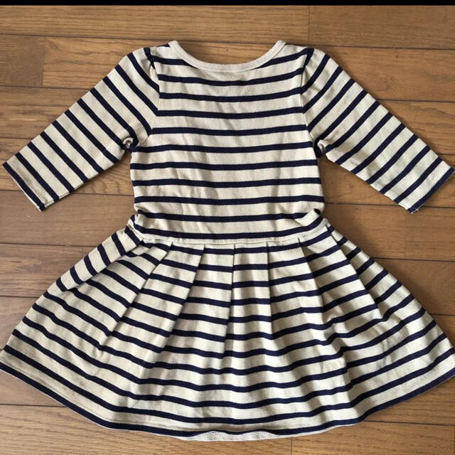 petit main(プティマイン)のpetit main ボーダーワンピース　サイズ110 キッズ/ベビー/マタニティのキッズ服女の子用(90cm~)(ワンピース)の商品写真