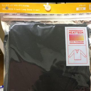 ユニクロ(UNIQLO)のUNIQLO ユニクロ ヒートテック VネックT（9分袖）L ブラックMEN  (Tシャツ/カットソー(七分/長袖))