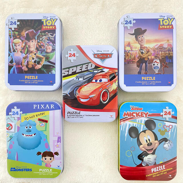 コストコ(コストコ)の【新品未使用】5個　ディズニー　パズル缶　24ピース　コストコ　Disney エンタメ/ホビーのおもちゃ/ぬいぐるみ(キャラクターグッズ)の商品写真