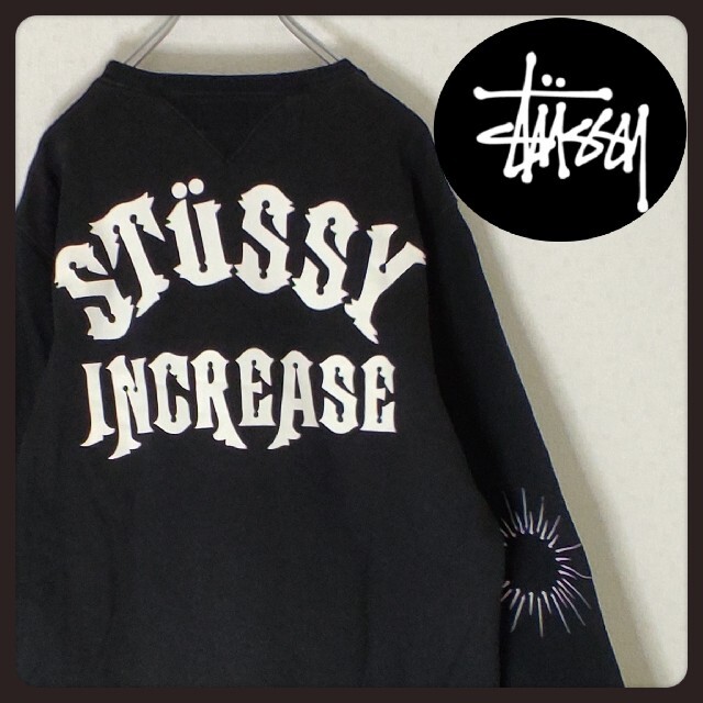 【希少デザイン】STUSSY　両面プリント　スウェット　ビンテージ　USED