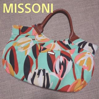 ミッソーニ(MISSONI)のエムミッソーニ  大きめサイズ キャンバス調トートバッグ  チューリップ柄(トートバッグ)