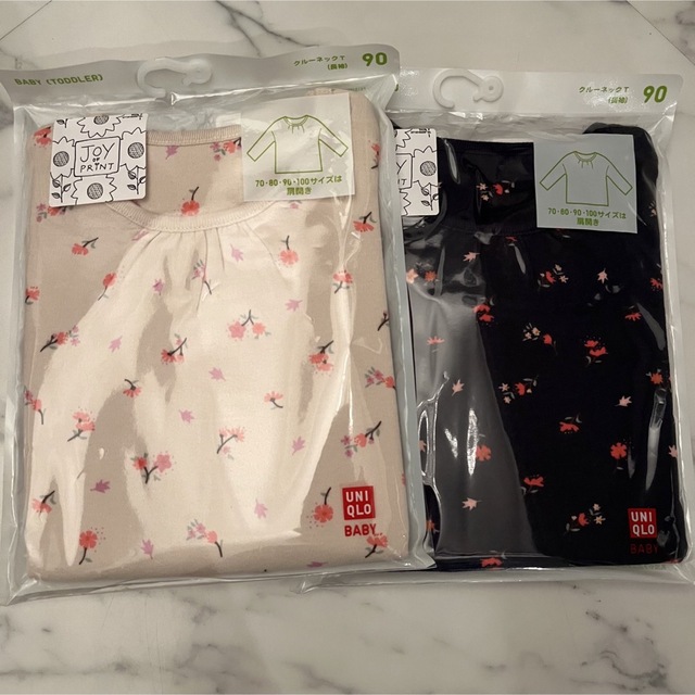 UNIQLO(ユニクロ)の長袖Tシャツ2セット キッズ/ベビー/マタニティのキッズ服女の子用(90cm~)(Tシャツ/カットソー)の商品写真