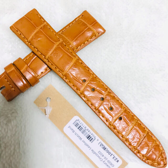 4202#20mm-16mmオレンジ★本物クロコダイル腕時計用ベルト