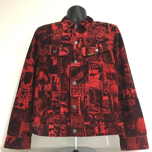 Supreme(シュプリーム)のシュプリーム Supreme コーデュロイ トラッカージャケット アパレル Vibrations Corduroy Trucker jacket ジャケット コットン レッド系 新品同様 レディースのトップス(パーカー)の商品写真