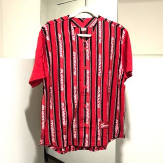 シュプリーム(Supreme)のシュプリーム Supreme ベースボールジャージー シャツ ジャカードロゴ 19SS Jacquard Logo Baseball Jersey 半袖シャツ コットン レッド レッド 未使用(シャツ)