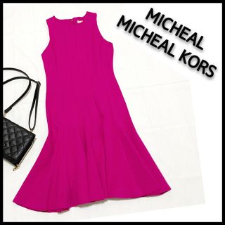 マイケルコース(Michael Kors)の可愛い♡ 2 マイケルコース 膝丈 フレア ワンピース ショッキングピンク(ひざ丈ワンピース)