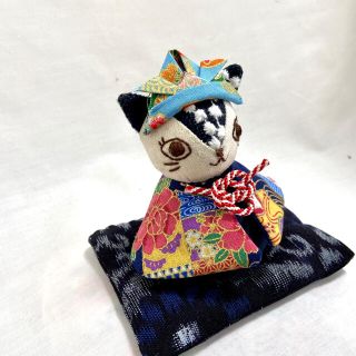 ミナペルホネン(mina perhonen)のねこちゃんの五月人形 εïз ハンドメイド ミナペルホネン 五月人形 兜(人形)