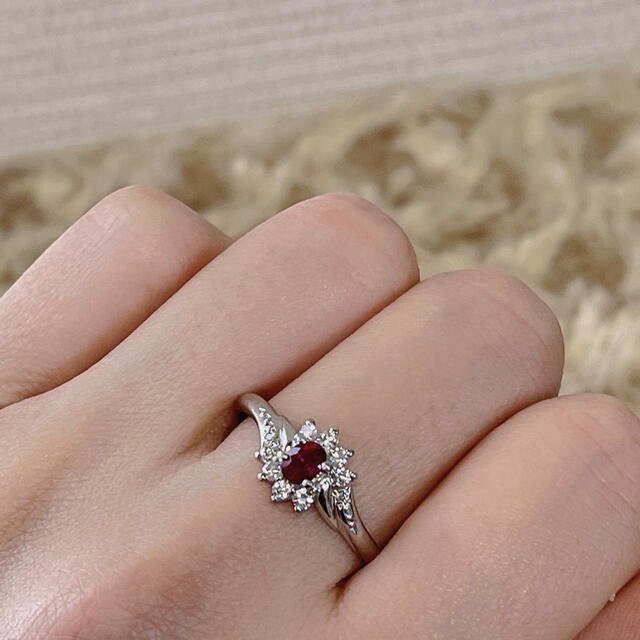 高品質.PT950ダイア指輪 2.0ct リング プラチナ ルビー 22