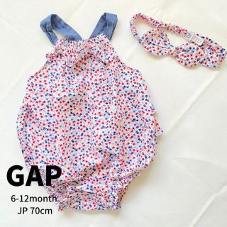 ギャップ(GAP)の古着 GAP ロンパース 70cm フリル 春 夏服 ヘアバンド セット 女の子(ロンパース)