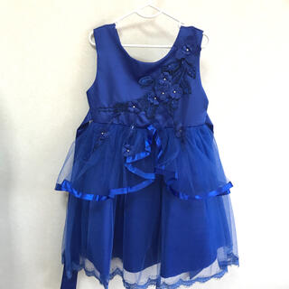 【お花モチーフ　ロイヤルブルー 130】ドレス ワンピース(ドレス/フォーマル)