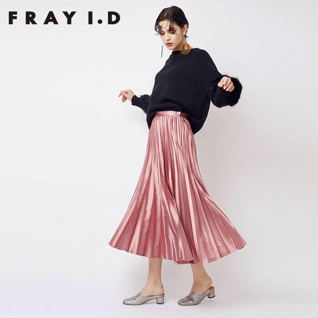 FRAY I.D(フレイアイディー)のFRAY.I.D サテンプリーツスカート　ピンク レディースのスカート(ロングスカート)の商品写真