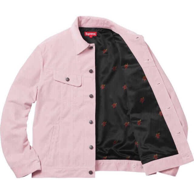 Supreme Velvet Trucker Jacket L pink 2