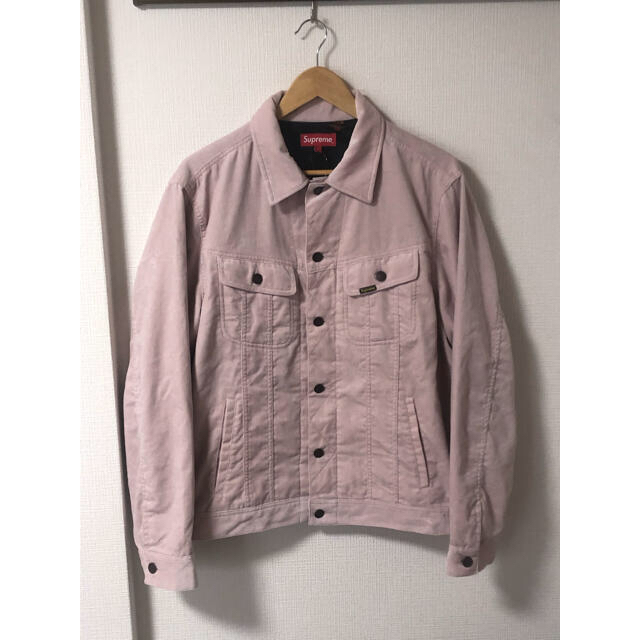 Supreme Velvet Trucker Jacket L pink 3