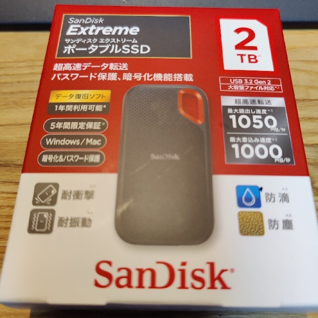 SanDisk SDSSDE61 ポータブル SSD 2TBPC/タブレット