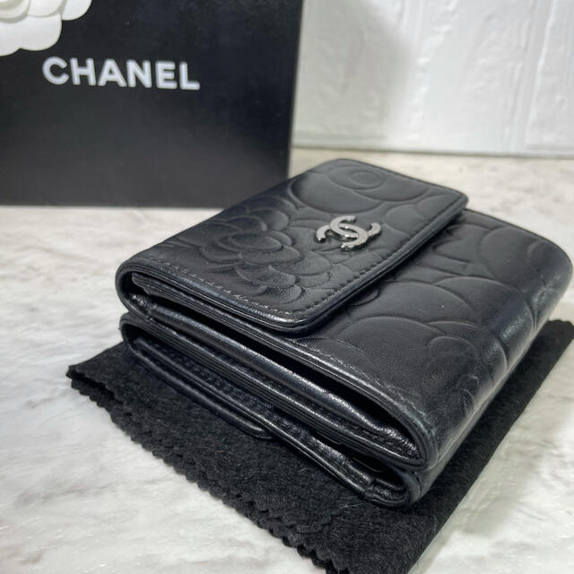 CHANEL シャネル 美品 財布 カメリア 折財布