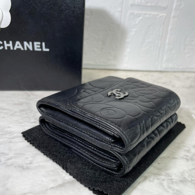 CHANEL シャネル 美品 財布 カメリア 折財布