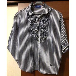 バーバリーブルーレーベル(BURBERRY BLUE LABEL)のバーバリー　ストライプシャツ　五分袖(シャツ/ブラウス(半袖/袖なし))