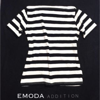 エモダ(EMODA)のEMODA  ボートネック ボーダーカットソー M(カットソー(半袖/袖なし))