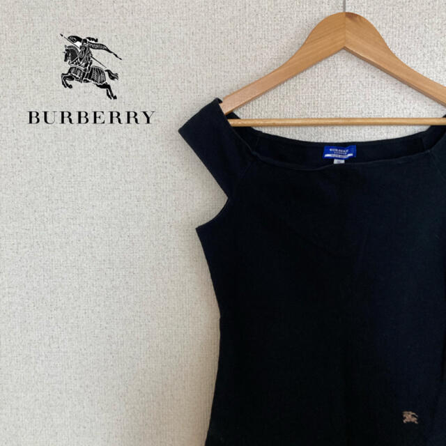 BURBERRY BLUE LABEL(バーバリーブルーレーベル)のBURBERRY BLUE LABEL トップス　袖なし　黒　ブラック　38 レディースのトップス(カットソー(半袖/袖なし))の商品写真