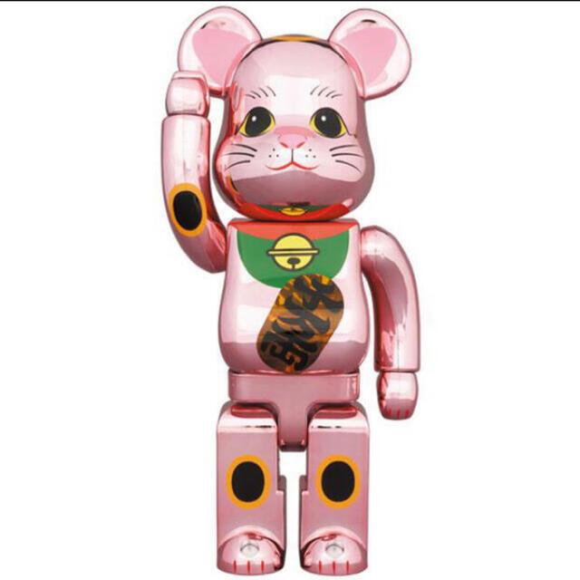 その他BE@RBRICK 招き猫 桃金メッキ 発光 400％