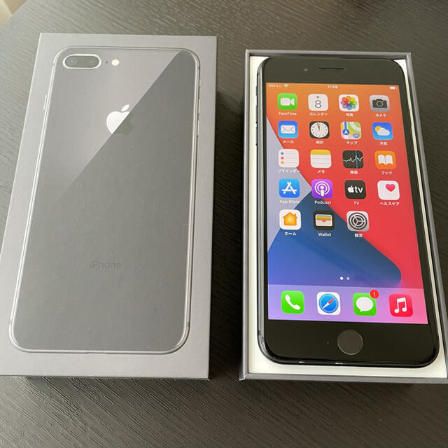 iPhone8 Plus Space Gray 64GB Simフリースマートフォン/携帯電話