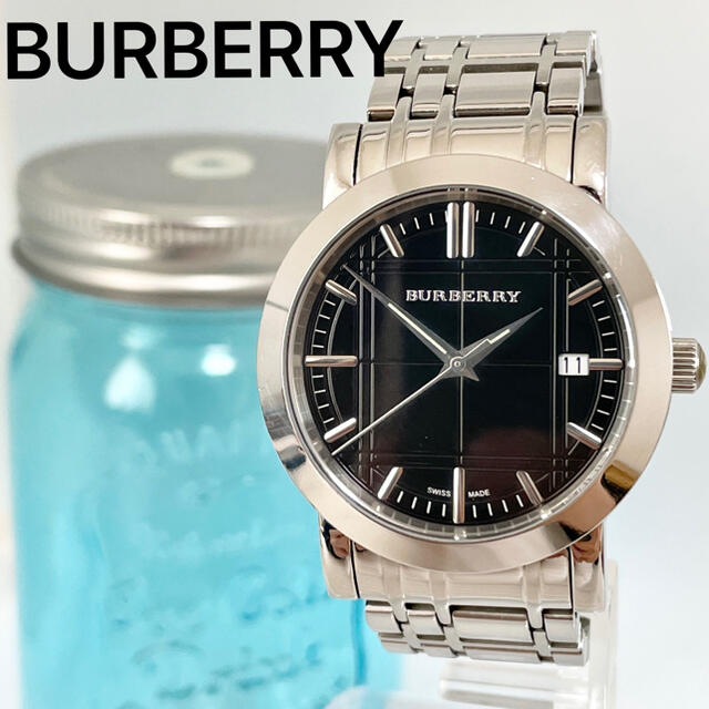 169 BURBERRY バーバリー時計 メンズ時計 ブラック デイト チェック 腕時計(アナログ)