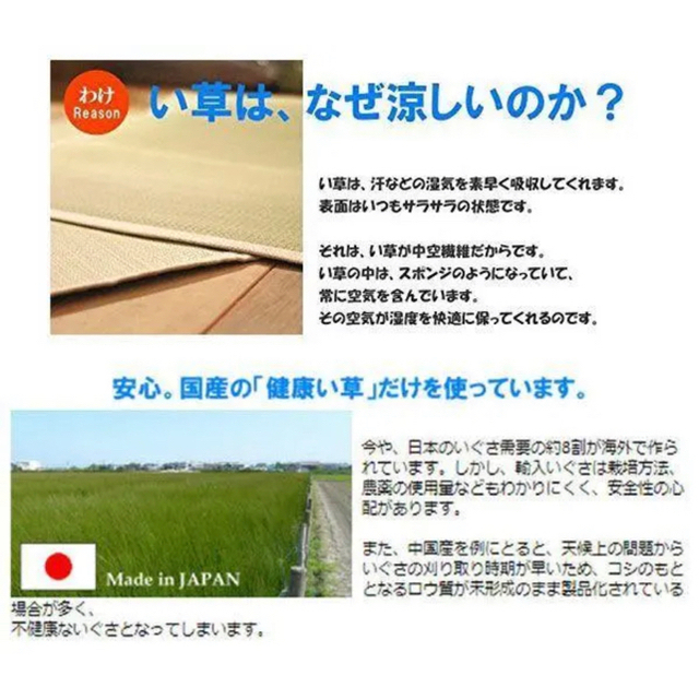 添島勲商店 国産 い草 ラグ 江戸間2畳用 約175×175cm インテリア/住まい/日用品のラグ/カーペット/マット(ラグ)の商品写真