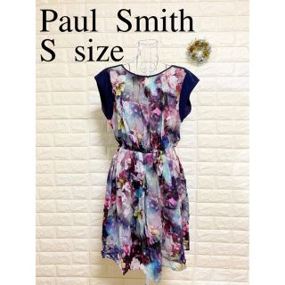 ポールスミス(Paul Smith)の美品 Paul Smith ポールスミス 花柄 ワンピース ミモレ丈 総柄(ひざ丈ワンピース)