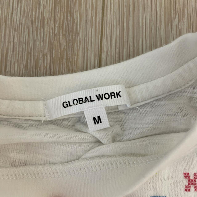 GLOBAL WORK(グローバルワーク)の美品 グローバルワークM(100-110) 袖フレアトリプリントTシャツ白 キッズ/ベビー/マタニティのキッズ服女の子用(90cm~)(Tシャツ/カットソー)の商品写真