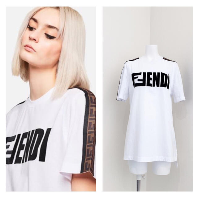 FENDI   2019ss ロゴ刺繍　FF柄　コットン　Tシャツ