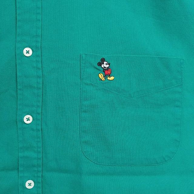 Disney(ディズニー)のディズニー BDシャツ 半袖 ミッキー 刺繍ワンポイント アースカラー メンズのトップス(シャツ)の商品写真