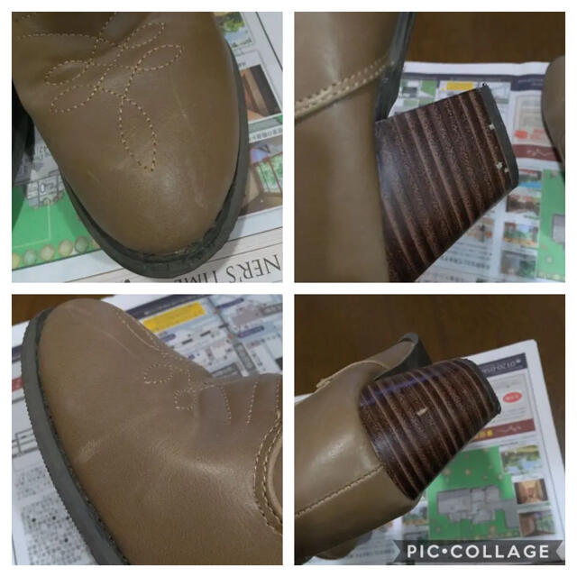 ウエスタンブーツ ショートブーツ 薄茶色 ベージュ ブラウン 春秋冬 レディース レディースの靴/シューズ(ブーツ)の商品写真