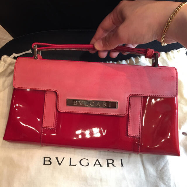 BVLGARI - 鑑定済み 正規品 ブルガリ エナメル バッグ 赤系の通販 by