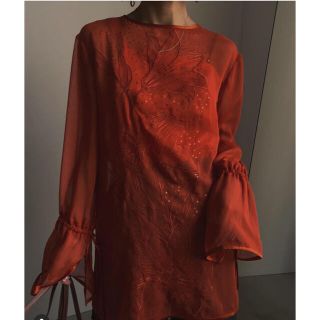 アメリヴィンテージ(Ameri VINTAGE)のAmeri VINTAGE❤️ADELA SHEER TOP❤️バーミリオン(シャツ/ブラウス(長袖/七分))