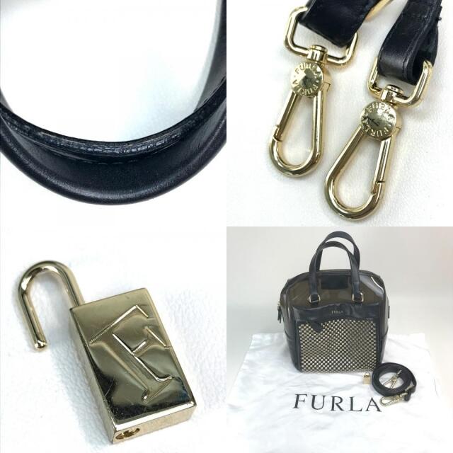 フルラ FURLA スタッズ 2WAY ハンドバッグ リュックサック ビニール/レザー ブラック