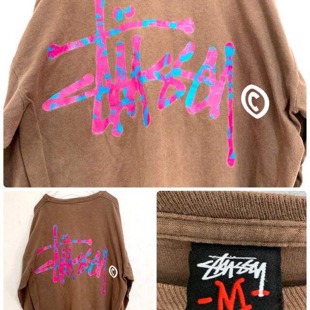 STUSSY(ステューシー)のステューシー　ロンティー　デカロゴ　Mサイズ　ブラウン メンズのトップス(Tシャツ/カットソー(七分/長袖))の商品写真