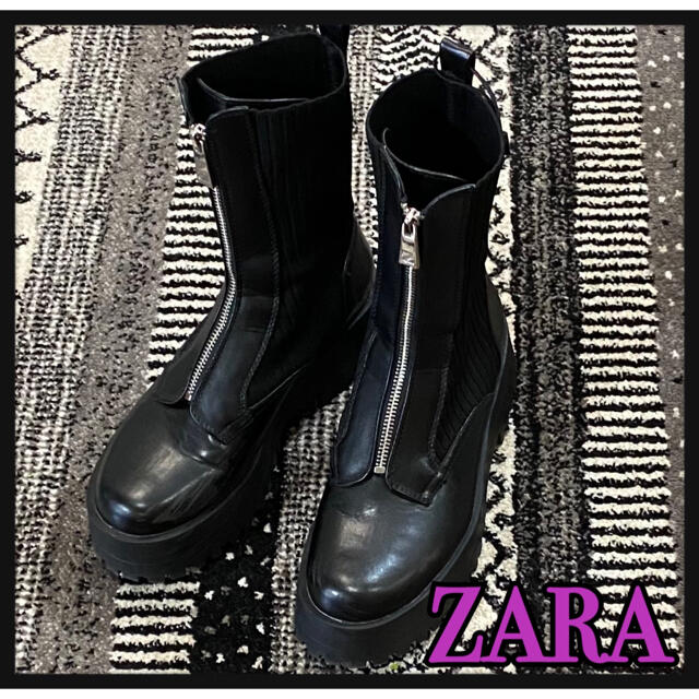 ZARA(ザラ)のZARA ジッパー付きフラットソックスシューズ レディースの靴/シューズ(ブーツ)の商品写真